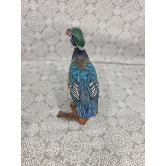Colorful Wooden Duck Bird Figurine Sculpture Wood Duck Decoy Rustic Decor - Picture 5 of 8